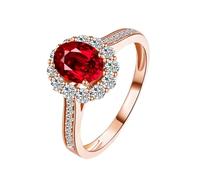 Beydodo Hochzeitsringe Rotgold 585, Trauringe Damen Einzeln Blume mit Rubin 1.1ct und Diamant Verlobungsring Memoir Ringe Frauen Größe58 (18.5)