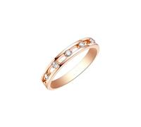 Beydodo Hochzeitsringe Rotgold 750 Damen, Trauringe Einzeln Bandring mit Diamant 0.1ct Verlobungsring Memoir Ringe Frauen Gr.54 (17.2)