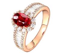 Beydodo Hochzeitsringe Rotgold 750, Trauringe Damen Einzeln Luxus mit Rubin 1ct und Diamant 0.79ct Verlobungsring Memoir Ringe Frauen Größe53 (16.9)