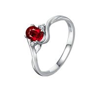 Beydodo Hochzeitsringe Weißgold 375, Trauringe Damen Einzeln Infinity mit Rubin 0.5ct und Diamant Verlobungsring Memoir Ringe Frauen Größe62 (19.7)