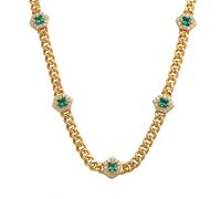 Beydodo Kette Damen 45CM mit Anhänger, Halskette Gold 585 Panzerkette mit 0.75ct Smaragd und Diamant Hochzeit Kette für Frauen Braut