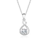 Beydodo Kette Damen Gold 585 Echtgold mit Anhänger Infinity 6MM Moissanit 0.8ct und Diamant, Halskette Gold 45CM für Frauen Hochzeit