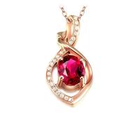Beydodo Kette Damen Rotgold 585 Echtgold mit Anhänger, Halskette Infinity mit Rot Turmalin 1.4ct und Diamant 0.1ct Anhänger Kette 45CM Rosegold für Frauen