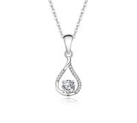 Beydodo Kette mit Anhänger 585 Gold, Halskette Damen Tropfen mit 5MM Moissanit 0.5ct und Diamant Anhänger Charms Kette Gold 45CM