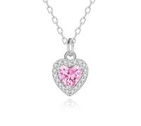 Beydodo Kette mit Anhänger Gold 585, Damen Halskette Anhänger Herz mit Rosa Saphir 0.5ct und Diamant Hochzeit Kette Gold 45CM für Frauen