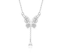 Beydodo Kette mit Anhänger Gold 585, Damen Halskette Anhänger Schmetterling mit Moissanit Hochzeit Kette Gold 45CM für Frauen