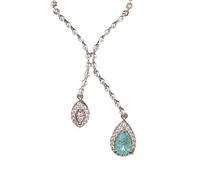 Beydodo Kette Weißgold 750 Damen 45CM mit Anhänger, Halskette Infinity mit 1.3ct Paraiba Turmalin und Diamant Anhänger Charms Kette für Frauen Braut