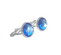 Beydodo Manschettenknöpfe Hemd Edelstahl, Manschettenknopf Herren Rund mit Blau Kristall Manschettenknöpfe Personalisiert Silber Cufflinks Shirts for Men