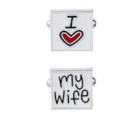 Beydodo Manschettenknöpfe Herren Hemd, Personalisierte Manschettenknöpfe I Love My Wife Silber Cufflinks Shirts Men mit Manschettenknöpfe Box