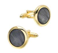 Beydodo Manschettenknöpfe Herren Hemd, Personalisierte Manschettenknöpfe Rund mit Muschel Gold Cufflinks Shirts Men mit Manschettenknöpfe Box
