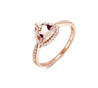 Beydodo Morganit Ring Rotgold 375 9K Echtgold, Eheringe Damen Dreieck mit Morganit 1ct und Diamant Ewigkeitsring Trauringe Verlobungsringe Gr.58 (18.5)