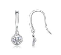 Beydodo Ohrhänger Weißgold 375 Echtgold, Damen Ohrringe Hängend Solitär mit 5MM Moissanit 0.5ct Ohrhänger Hochzeit Nickelfrei in Bijouterie