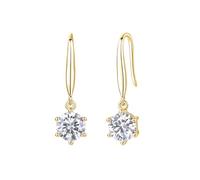 Beydodo Ohrringe 750 Gold Damen, Ohrhänger Solitär mit 6.5MM Moissanit 1ct Hochzeit Ohrringe Hängend Allergiefrei für Frauen
