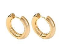 Beydodo Ohrringe Edelstahl Damen Herren, Creolen 3x14MM Poliert Rund Gold Creole Ohrringe Nickelfrei für Mädchen Jungs