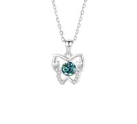 Beydodo Platin Kette mit Anhänger, Damen Halskette Anhänger Schmetterling mit 5MM Grüner Moissanit 0.5ct und Diamant Hochzeit Kette Weißgold 45CM für Frauen