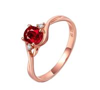 Beydodo Ring 375 Rotgold 9 Karat Damen, Trauringe Infinity mit Rubin 1ct und Diamant 0.03ct Verlobungsringe Memoir Hochtzeit Ringe Frauen Gr.65 (20.7)