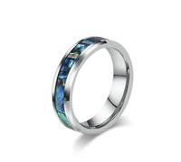 Beydodo Ring Herren Damen Edelstahl Silber Schwarz Rosegold, Trauring Ehering Einzeln 4MM 6MM 8MM mit Muschel Bandring