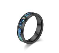 Beydodo Ring Herren Damen Edelstahl Silber Schwarz Rosegold, Trauring Ehering Einzeln 4MM 6MM 8MM mit Muschel Bandring