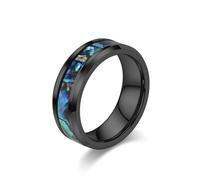 Beydodo Ring Herren Damen Edelstahl Silber Schwarz Rosegold, Trauring Ehering Einzeln 4MM 6MM 8MM mit Muschel Bandring