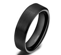 Beydodo Ring Herren Damen Keramik Schwarz, Trauring Ehering Einzeln 4MM 6MM 8MM Gebürstet Bandring