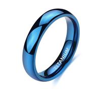 Beydodo Ring Herren Damen Titan Schwarz Blau Gold Rosegold Silber, Trauring Ehering Einzeln 4MM Hochglanzpoliert Bandring