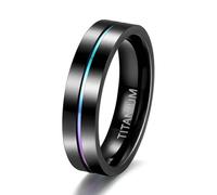 Beydodo Ring Herren Damen Titan Schwarz, Trauring Ehering Einzeln 5MM 7MM 9MM mit Rille Hochglanzpoliert Bandring