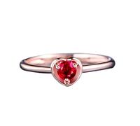 Beydodo Rotgold Ringe Frauen 585 14K Echtgold, Verlobungsring Herz mit Rubin 0.15ct Solitärring Trauringe Hochzeit Ringe Damen Gr.62 (19.7)
