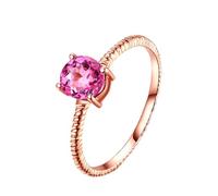 Beydodo Rotgold Ringe Frauen 585 14K Echtgold, Verlobungsring Solitär mit 0.85ct Rosa Saphir Trauringe Hochzeit Ringe Damen Größe65 (20.7)