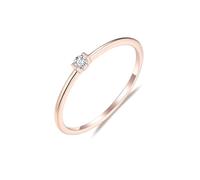 Beydodo Rotgold Ringe Frauen 750 18K Echtgold, Verlobungsring Schmal mit Diamant 0.04ct Trauringe Hochzeit Ringe Damen Gr.56 (17.8)