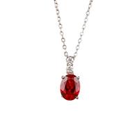 Beydodo Rubin Halskette Weißgold Damen 750, Kette Anhänger mit 1.85ct Rubin und Moissanit Halskette Weißgold 45CM für Frauen Charms