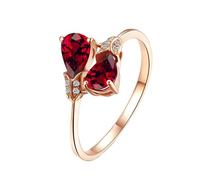 Beydodo Rubin Ringe Rotgold 750 Damen, Verlobungsring Blumenstrauß mit Tropfen Saphir 0.9ct und Diamant Eheringe Memoir Hochzeit Ring Frauen Größe64 (20.4)