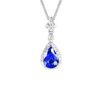 Beydodo Saphir Halskette 750 585 375 Weißgold | Kette Damen 45CM mit Anhänger Tropfen Saphir 0.9ct und Diamant 0.1ct Hochzeit Halskette für Frauen Freundin