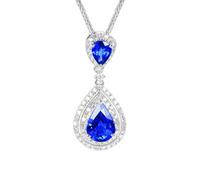 Beydodo Saphir Halskette 750 585 375 Weißgold | Kette Damen 45CM mit Anhänger Tropfen Saphir 1.36ct und Moissanit 0.22ct Hochzeit Halskette für Frauen Freundin