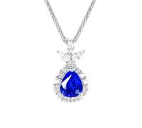 Beydodo Saphir Halskette Weißgold Damen 750 585 375 | Kette Anhänger Tropfen mit Saphir 0.7ct und Diamant 0.24ct Halskette Weißgold 45CM für Frauen Charms
