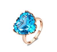 Beydodo Topas Ring Damen Rotgold 375, Trauringe Herz Solitär mit Groß Topas 14ct Frauen Ringe Verlobung und Hochzeit Gr.54 (17.2)