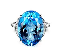 Beydodo Topas Ring Damen Weißgold 585, Trauringe Blütenblatt mit Topas 16ct und Diamant Frauen Ringe Verlobung und Hochzeit Größe 56 (17.8)