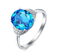 Beydodo Topas Ringe Platin 950 Damen, Verlobungsring Blütenblatt mit Topas 3.6ct und Diamant 0.05ct Ewigkeitsring Hochzeit Ring Frauen Gr.58 (18.5)