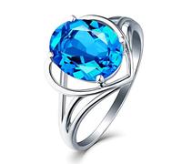 Beydodo Topas Ringe Weißgold 375 Damen, Verlobungsring Herz mit Topas 3ct Ewigkeitsring Hochzeit Ring Frauen Gr.58 (18.5)