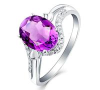 Beydodo Trauring Platin 950 Damen Einzeln, Frauen Ringe Infinity mit Amethyst 1.6ct und Diamant 0.13ct Ewigkeitsring Hochzeitsringe Verlobungsringe Größe 49 (15.6)