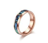 Beydodo Trauringe Eheringe Edelstahl Rosegold Große 67 (21.3), Personalisiert Ring Herren Damen Verlobung 6MM mit Muschel Bandring