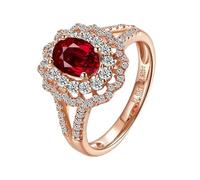 Beydodo Verlobungsring 585 Rotgold, Eheringe Damen Einzeln Luxus Blume mit Rubin 1.1ct und Diamant Jahrestag Hochzeit Ringe Frauen Größe63 (20.1)