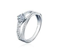 Beydodo Verlobungsring 585 Weißgold, Eheringe Damen Einzeln Unendlichkeit mit Diamant 0.5ct Wickelring Jahrestag Hochzeit Ringe Frauen Große 58 (18.5)