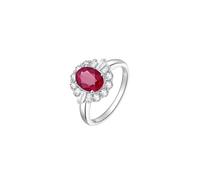 Beydodo Verlobungsring 950 Platin, Eheringe Damen Einzeln Blume mit 1.1ct Oval Rubin und Diamant Jahrestag Hochzeit Ringe Frauen Gr.54 (17.2)