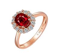 Beydodo Verlobungsring Rotgold 585, Hochzeit Ringe Blume mit Rubin 0.85ct und Diamant Eheringe Trauringe Damen Einzeln Gr.53 (16.9)