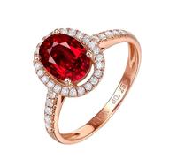 Beydodo Verlobungsring Rotgold 585, Hochzeit Ringe Halo mit Rubin 1ct und Diamant 0.25ct Eheringe Trauringe Damen Einzeln Gr.62 (19.7)
