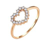 Beydodo Verlobungsring Rotgold 585, Hochzeit Ringe Herz mit Diamant 0.19ct Eheringe Trauringe Damen Einzeln Gr.58 (18.5)