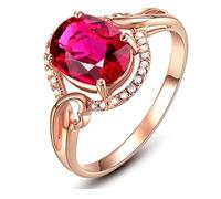 Beydodo Verlobungsring Rotgold 585, Hochzeit Ringe Unendlich mit Rot Turmalin 1.8ct und Diamant Eheringe Trauringe Damen Einzeln Größe56 (17.8)