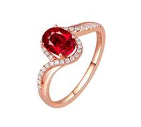 Beydodo Verlobungsring Rotgold 585, Hochzeit Ringe Unendlichkeit mit Rubin 1ct und Diamant Eheringe Trauringe Damen Einzeln Größe56 (17.8)