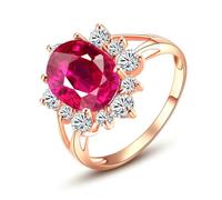 Beydodo Verlobungsring Rotgold 750, Hochzeit Ringe Blume mit Rot Turmalin 3.45ct und Diamant Eheringe Trauringe Damen Einzeln Größe64 (20.4)