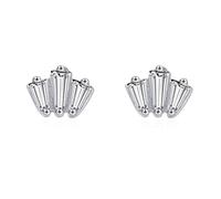 Beydodo Weißgold Ohrstecker Damen 585 Echtgold, Ohrringe Krone mit Moissanit Ohrstecker Hochzeit Allergiefrei